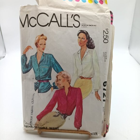 McCalls 6727 Vintage 1979 Womens Blouse Sewing Pattern Size 14 - Picture 1 of 2